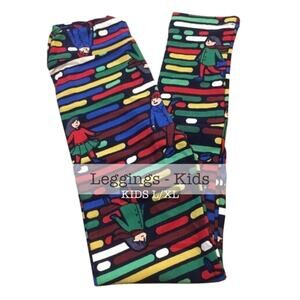 NWT Lularoe Kid Leggings L/XL 7-12 Girls Ice skater skating winter holiday